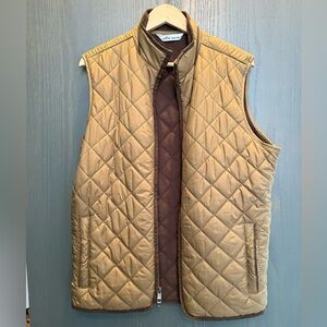 Peter Millar Essex Quilted Travel Vest, Khaki, Small
